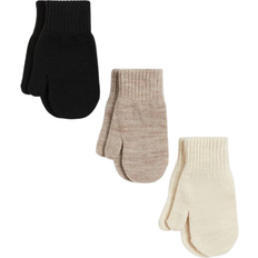 H&M Mittens 3-pack - Black/Beige Melange