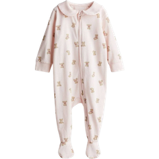 Nattøy H&M Baby's Pajama Coveralls with Zipper - Pink/Teddy Bears