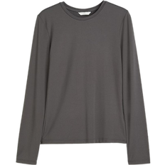 H&M Oberteile H&M Long Sleeved Microfiber Shirt - Dark Gray