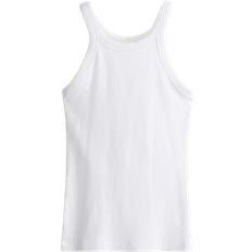 Damen Tanktops H&M Ribbed Tank Top - White