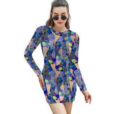 Dresses Jingxiuyi New Energy Ice Cream Pattern Long Sleeve Dress - Casual