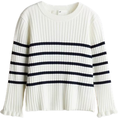 Strickpullover H&M Ribbed Sweater - Natural White/Striped