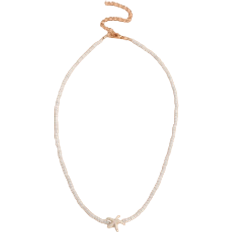 Plast Halsband Shein Starfish Decor Beaded Necklace - White