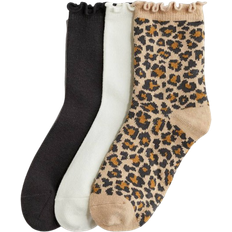 Socks Children's Clothing H&M Overlock Detail Socks 3-pack - Beige/Leopard Print