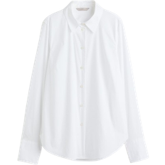 Women Shirts H&M Cotton Blend Shirt - White