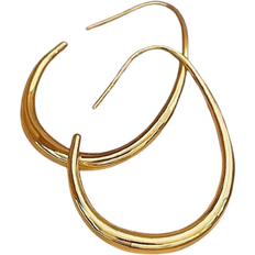 Shein 1pair Copper Material Simple U-shaped Hoop Earrings For Women