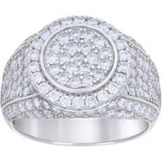 925 Sterling Silver Moissanite Halo Cluster Pinky Ring