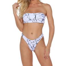 White - Women Bikini Sets Olyvenn Bikini Swimsuit Serpentine Print - White