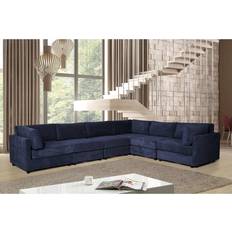 Brayden Studio Aydren Corner Navy Blue Corduroy Sofa