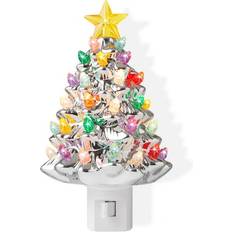 Christmas Lamps Casafield Ceramic Silver Tree Night Light Christmas Lamp