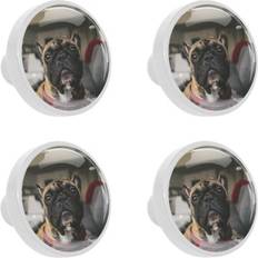 Building Materials Ownta Pcs Round Pug and Puppy Dog Pattern Knobs 4