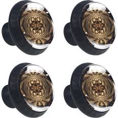 Building Materials Ownta Gold Fractal Black Round Glass Drawer Handles Set of 4