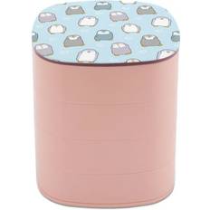 Jewelry Storage Myst Design NICEWIN, Pink Four Layer Rotating Storage Jewelry Box Pattern Cartoon Penguin Heart Organizer for Earrings Ring Necklace Table Top Dust Jewelry Case Pendant Gift Box