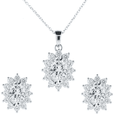 White Gold Jewelry Sets Cate & Chloe Sage 18k White Gold Plated Silver Jewelry Set Women Earrings and Necklace with Simulated Diamond Crystals