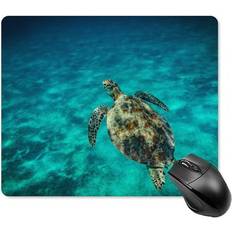 Green Mouse Pads SKYSONIC Green Sea Turtle Gaming Mouse Pad 7.1 x 8.7 Inch