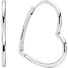 Silver Earrings Pandora Asymmetrical Heart Hoop Earrings - Silver