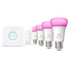 Philips Hue E27 Lyskilder Philips Hue White And Color Ambiance Led Lamp 11W E27 Starter Set 4 Pack