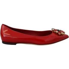 Red Loafers Dolce & Gabbana Ballerinas Female Ballerinas Crystal Loafers Red