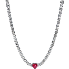 Pandora Halo Heart Choker - Silver/Red/Transparent