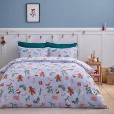 Blue Bed Linen Catherine Lansfield Christmas Gingerbread Duvet Cover Blue (200x135cm)