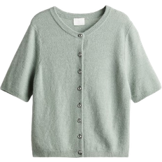 Green - Women Cardigans H&M Ladies Knitted Cardigan - Light Dusty Green