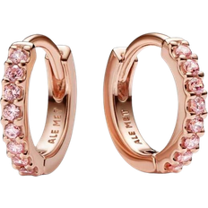 Pandora Pendientes Pandora Sparkling Huggie Hoop Earrings - Rose Gold/Pink