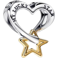 Pandora Gold Plated Charms & Pendants Pandora Lucky Star & Heart Charm - Silver/Gold