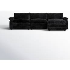 Furniture Wade Logan Avrilynn Black Chenille Sofa 33.5" 3 Seater