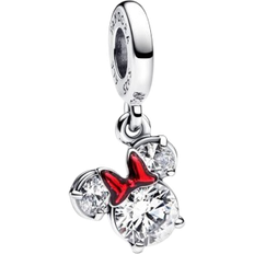 Argento Ciondoli e Pendenti Pandora Disney Minnie Mouse Silhouette Dangle Charm - Silver/Red/Transparent