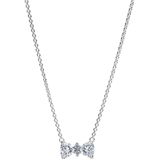 Plata Collares Pandora Sparkling Bow Necklace - Silver/Transparent