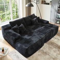 Black Sofas Latitude Run Sleeper With Dual Mattress Black Sofa 81" 2 Seater