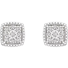 Women Earrings Macy's Cushion Cluster Stud Earrings - Silver/Diamonds