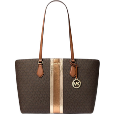 Michael Kors Sheila Large Signature Logo and Metallic Tote Bag - Brown