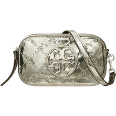 Silver Bags Tory Burch Miller Mini Metallic Floral Crossbody Bags - Pewter