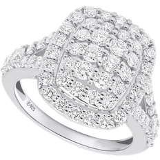 SI (1-2) Rings Forever Grown Diamonds Lab Halo Cluster Ring 2ct - Silver/Diamonds