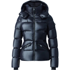 Madalyn Lustrous Light Down Jacket with Hood - Black