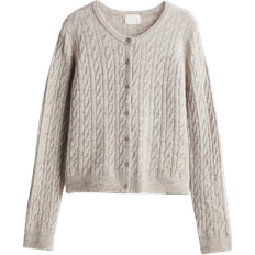 H&M Damen Cardigans H&M Cardigan with Cable Pattern - Light Beige Mottled