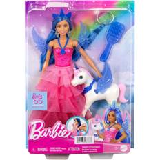 Barbie Modepuppe Puppen & Puppenhäuser Barbie Ein verborgener Zauber Puppe mit Einhorn, pinkfarbenes Kleid mit Saphirblauen Details, Einhorn-Stirnband, abnehmbare Saphirflügel und Einhorn-Schwanz, für Kinder ab 3 Jahren, HRR16