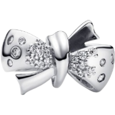 Shiny Charms & Pendants Pandora Sparkling Bow Charm - Silver/Transparent