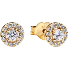 Donna Orecchini Pandora Round Pavé Halo Stud Earrings - Gold/Transparent