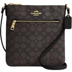 Coach Mini Rowan File Bag In Signature Canvas - Gold/Walnut/Black