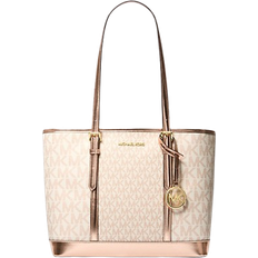 The small tote bag Michael Kors Jet Set Travel Small Metallic Logo Top Zip Tote Bag - Rose Gold