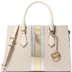 Michael Kors Women Messenger Bags Michael Kors Sheila Medium Signature Logo and Metallic Satchel - Pale Gold