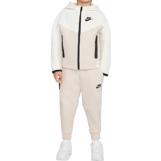 Girls - White Tracksuits Children's Clothing Nike Toddler Sportswear Tech Fleece Full Zip Hoodie Set - Light Orewood Brown (76L050-X27)