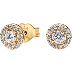 Pandora Or Boucles d'oreilles Pandora Round Pavé Halo Stud Earrings - Gold/Transparent