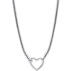 Pandora Heart Closure Snake Chain Necklace - Silver