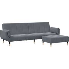 Fluweel - Slaapbank Banken vidaXL Velvet Dark Grey Sofa 220cm 2pcs 2 Seater