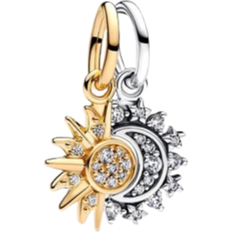 Pandora Gold Plated Charms & Pendants Pandora Splittable Sun & Moon Dangle Charm - Gold/Silver/Tranparent