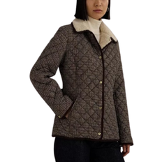 Brown - Women Coats Lauren Ralph Lauren Women's Sherpa Collar Quilted Coat - Merlot Houndstooth