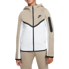 Khaki nike tech fleece NIKE Big Kid's Sportswear Tech Fleece Full Zip Hoodie - Summit White/Khaki/Black/Black (HV5867-121)